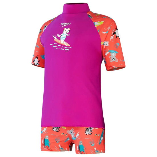 Speedo Βρεφικό σετ κολύμβησης Girls Digital Short Sleeve Rash Top Set Speedo Βρεφικό σετ κολύμβησης Girls Digital Short Sleeve Rash Top Set
